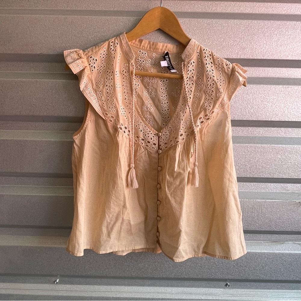 Intermix Milo button-down eyelet blouse